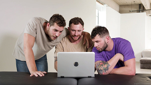 Barebacked by three bearded men: Dante Martin
